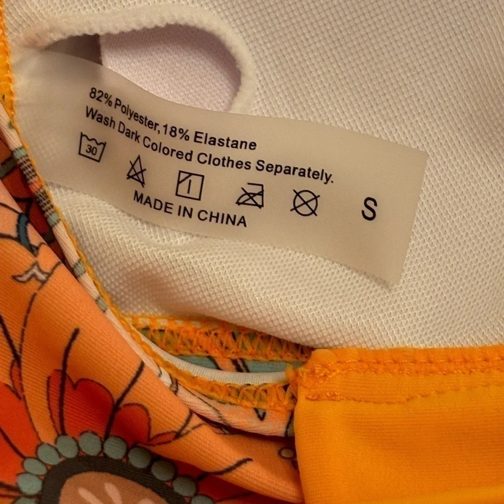 SHEIN ORANGE/FLORAL BIKINI SET SZ SMALL